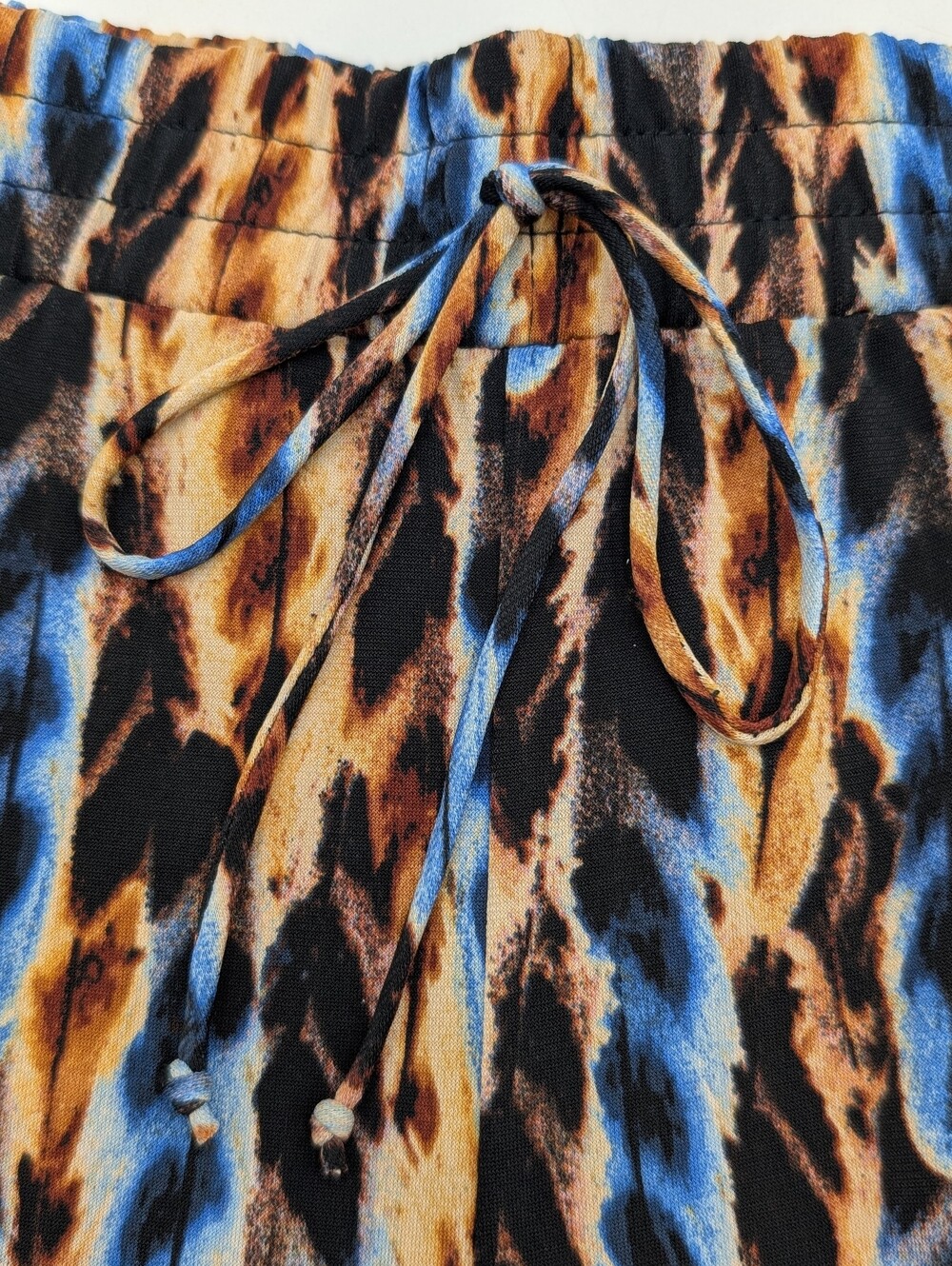 NWT Veronica M. Size XS Brown/Blue Draped Los Angeles Feather Print Jogger Pants - Picture 11 of 16
